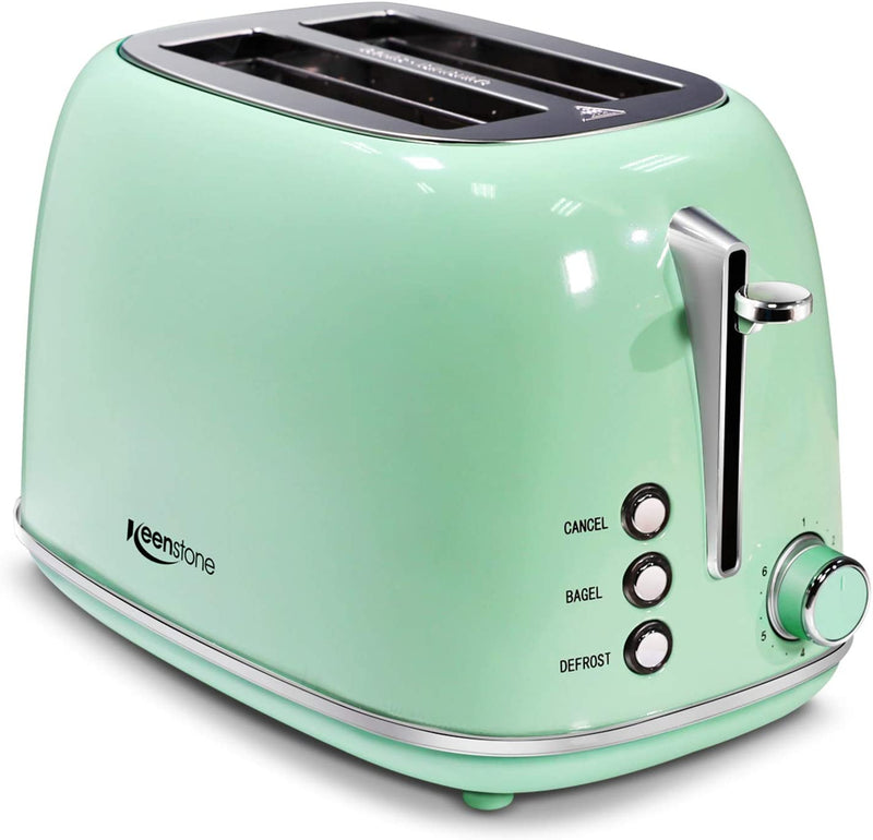 2-Slice Toasters Stainless Steel Retro Toaster with Extra Wide Slots - Pastel Green