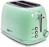 2-Slice Toasters Stainless Steel Retro Toaster with Extra Wide Slots - Pastel Green