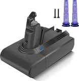 Battery for Dyson V6, Morpilot Replacement Dyson V6 Battery 4600mAh Compatible with V6 Animal, Absolute, SV03 SV04 SV05 SV06 SV07 SV09 DC58 DC59 DC61 DC62 DC72 DC74 Vacuum Cleaner with 2 Pre-filters