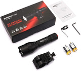 Tactical Flashlight with Picatinny Rail Mount, LED Weapon Light 800 Lumen Waterproof Tactical Flash Light for Outdoor Shooting Hunting Camping, Include with CR123A Lithium Battery and Portable Clip