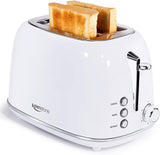 Toaster 2 Slice, Keenstone Stainless Steel Retro Toaster with Bagel Function, Wide Slots, Crumb Tray, White