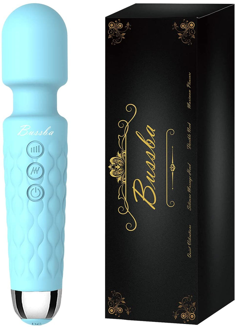 Morpilot Portable Personal Powerful Handheld Magic Safety Wand Massager with Relief Silicone IPX7 Waterproof 20 Magic Vibration Patterns 8 Multi-Speed Therapy Muscle Aches - Travel Bag Included - Blue