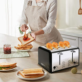 Toaster 4 Slice Toaster Stainless Steel Retro Toasters, Bagel, Defrost, Reheat, Cancel Function 6 Shade Settings Removable Crumb Tray Auto Pop-Up, Kitchen Appliances, Apartment Essentials