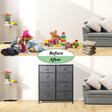 Cheflaud 8 Drawer Dresser Organizer Fabric Storage Chest for Bedroom, Hallway, Entryway, Closets, Nurseries, Furniture Storage Tower Sturdy Steel Frame, Wood Top, Gray