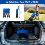 Collapsible Garden Wagon Cart with Removable Canopy, Keenstone Foldable Wagon Utility Carts with Wheels and Rear Storage, Wagon Cart for Garden Camping Grocery Shopping Cart,Blue