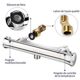Cheflaud Mitigeur Douche Thermostatique de robinet douche ，Robinet anti-brûlure de Douche pour Salle de Bai 38℃, Économiser l'Eau