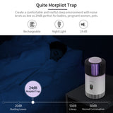 Bug Zapper Indoor, Morpilot Mosquito Trap for Gnat Fruit Flies with UV Light, Rechargeable Mosquito Killer Lamp Built-in Mosquito Attractant, Silent Fan and Sticky Glue Boards White