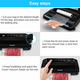 Morpilot Vacuum Sealer with Built-in Roll Storage & Cutter, Automatic Food Saver Vacuum Sealer Machine, Starter Bags, Hose, Dry & Moist Food Modes, LED Indicator Lights, FDA Compliant
