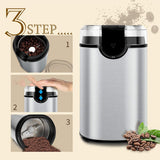 Keenstone Coffee Grinder, Electric Coffee Bean Grinder, Stainless Steel Spice Mill Grinder with Noiseless Motor, Cleaning Brush for Grinding Spices, Pepper, Herbs, Nuts (150W 70g /2.5oz Capacity)