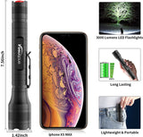 Keenstone LED Tactical Flashlight Rechargeable 2 Pack, 3000 High Lumens, Zoomable, 5 Modes, Waterproof Handheld Flashlight with Pocket Clip for Emergencies, Camping, Hiking or Night Fishing