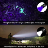 Led Flashlight, 2 in 1 Tactical Flashlight & UV Light Blacklight 5 Modes 500LM High Lumens Handheld Flashlight for Camping, Hiking, Flashlights for Emergencies (Battery Included)