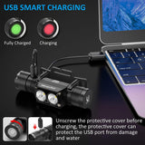 morpilot Headlamp, 1200 Lumens USB Rechargeable Head Lamps, IPX 65 Waterproof Headlight with Adjustable Headband, 5 Modes Led Headlamp Flashlight for Outdoor Camping Hiking Hard Hat Light