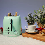 2-Slice Toasters Stainless Steel Retro Toaster with Extra Wide Slots - Pastel Green