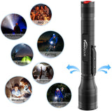 Keenstone LED Tactical Flashlight Rechargeable 2 Pack, 3000 High Lumens, Zoomable, 5 Modes, Waterproof Handheld Flashlight with Pocket Clip for Emergencies, Camping, Hiking or Night Fishing