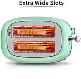 2-Slice Toasters Stainless Steel Retro Toaster with Extra Wide Slots - Pastel Green