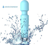 Morpilot Portable Personal Powerful Handheld Magic Safety Wand Massager with Relief Silicone IPX7 Waterproof 20 Magic Vibration Patterns 8 Multi-Speed Therapy Muscle Aches - Travel Bag Included - Blue