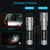 Handheld Flashlight Pocket Knife Set, Cheflaud LED Flashlight with 5 Modes Zoomable Water Resistant and Hunting Knife Combo for Outdoor Camping Hiking Fishing Traveling Men's Gift