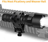 Tactical Flashlight with Picatinny Rail Mount, LED Weapon Light 800 Lumen Waterproof Tactical Flash Light for Outdoor Shooting Hunting Camping, Include with CR123A Lithium Battery and Portable Clip