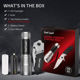 Handheld Flashlight Pocket Knife Set, Cheflaud LED Flashlight with 5 Modes Zoomable Water Resistant and Hunting Knife Combo for Outdoor Camping Hiking Fishing Traveling Men's Gift