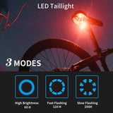 Rechargeable Bicycle Light, Bike Light with Free Tail Lights, Bright 700 Lumens Bike Headlight for Mountain Street Bikes Front and Back, 5 Modes LED Handheld Flashlight, Battery and Charger Included