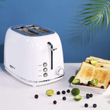 Toaster 2 Slice, Keenstone Stainless Steel Retro Toaster with Bagel Function, Wide Slots, Crumb Tray, White