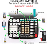 Keenstone Battery Organizer Storage Case, Fireproof Waterproof Explosionproof Battery Hard Holder Box, Holds 139 Batteries AA AAA C D 9V, Battery Storage with Tester (Batteries Not Included), Black