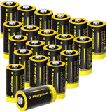3V CR123A Lithium Battery, High Capacity 1500mAh Non-Rechargeable CR123A Batteries PTC Protected for Flashlight, Camera, Toys, Alarm System (Not Compatible with Arlo Cameras) (20PCS) (Yellow)