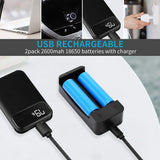 Rechargeable Bicycle Light, Bike Light with Free Tail Lights, Bright 700 Lumens Bike Headlight for Mountain Street Bikes Front and Back, 5 Modes LED Handheld Flashlight, Battery and Charger Included