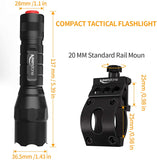 Tactical Flashlight with Picatinny Rail Mount, LED Weapon Light 800 Lumen Waterproof Tactical Flash Light for Outdoor Shooting Hunting Camping, Include with CR123A Lithium Battery and Portable Clip