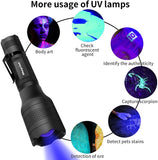 2 in 1 Led Flashlight, USB Rechargeable UV Lamp, Black Light and White Light Flashlights, 500Lumen, 395nm Mini Light Torch Detector for Pets Urine and Stains