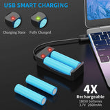 Brightest LED Flashlights Rechargeable 2 Pack, Waterproof 1500 High Lumen Handheld Flashlights with 5 Light Modes and Pocket Clip for Emergency or Camping(4 pcs 18650 Battery and Charger Included)