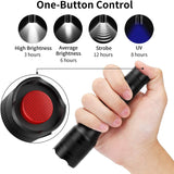 2 in 1 Led Flashlight, USB Rechargeable UV Lamp, Black Light and White Light Flashlights, 500Lumen, 395nm Mini Light Torch Detector for Pets Urine and Stains