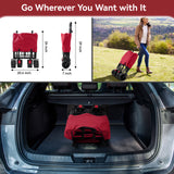 Collapsible Garden Wagon Cart with Removable Canopy, Keenstone Foldable Wagon Utility Carts with Wheels and Rear Storage, Wagon Cart for Garden Camping Grocery Shopping Cart, Red