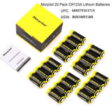 20 Pack 1500mAh Non-Rechargeable CR123A Batteries