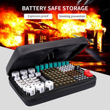 Keenstone Battery Organizer Storage Case, Fireproof Waterproof Explosionproof Battery Hard Holder Box, Holds 139 Batteries AA AAA C D 9V, Battery Storage with Tester (Batteries Not Included), Black