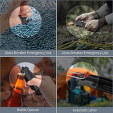 Pocket Knife Outdoor Camping Knife with Glass Breaker and Cutter Belt, Knife with Stainless Steel Handle for Camping, Picnic, Hunting Ideal Fathers Day Dad Gifts