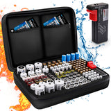 Keenstone Battery Organizer Storage Case, Fireproof Waterproof Explosionproof Battery Hard Holder Box, Holds 139 Batteries AA AAA C D 9V, Battery Storage with Tester (Batteries Not Included), Black