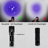 Morpilot UV Flashlight With Batteries, 2 in 1 Back Light & White Led Flashlight 5 Modes 500LM High Lumens Handheld Blacklight UV Torch Urine Detector for Spot Carpet Pet Urine Stain Catch Scorpions