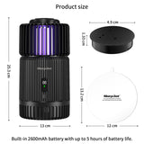 Bug Zapper Indoor, Morpilot Mosquito Trap for Gnat Fruit Flies with UV Light, Rechargeable Mosquito Killer Lamp Built-in Mosquito Attractant, Silent Fan and Sticky Glue Boards Black