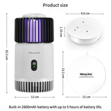 Bug Zapper Indoor, Morpilot Mosquito Trap for Gnat Fruit Flies with UV Light, Rechargeable Mosquito Killer Lamp Built-in Mosquito Attractant, Silent Fan and Sticky Glue Boards White