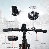 26 Inch Electric Bike for Adults Fat Tire Mountain Bike Snow Beach Electric Bicycle for Men Folding Commuter City E-Bikes Shimano 7-Speed 48V 10AH Removable Battery