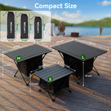 Portable Camping Side Table with Storage Bag, Ultralight Aluminum Folding Beach Table with Carry Bag for Outdoor Cooking, Picnic, Camp, Boat, Travel，L