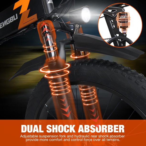 26 Inch Electric Bike for Adults Fat Tire Mountain Bike Snow Beach Electric Bicycle for Men Folding Commuter City E-Bikes Shimano 7-Speed 48V 10AH Removable Battery