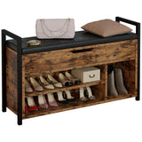 Keenstone Shoe Bench Rack,3-in-1 Coat Rack Hooks Set,Hall Tree Entryway Shoe Rack Storage Bench,Brown