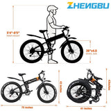 26 Inch Electric Bike for Adults Fat Tire Mountain Bike Snow Beach Electric Bicycle for Men Folding Commuter City E-Bikes Shimano 7-Speed 48V 10AH Removable Battery
