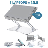 Laptop Stand, Cheflaud Ergonomic Aluminum Laptop Holder, Adjustable Riser with Heat-Vent, Compatible with MacBook Air/Pro, Dell, HP, Lenovo All Laptops, Sliver