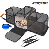 Expandable Pet Carrier, Morpilot Airline Approved Pet Carrier, 2 Sides Expandable Soft Cat Carrier with Fleece Pad for two lower than 15lb Cats, Dogs, Puppy and Small Animals