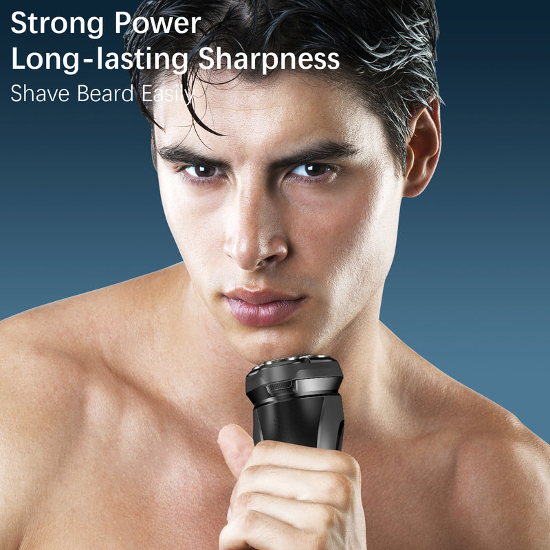 Electric Shavers for Men and Nose Hair Trimmer Set, Eunon IPX 7 Waterproof Wet & Dry Pop-upElectric Razor Sideburn Trimmer Intelligent Razors with Digital Display, Black